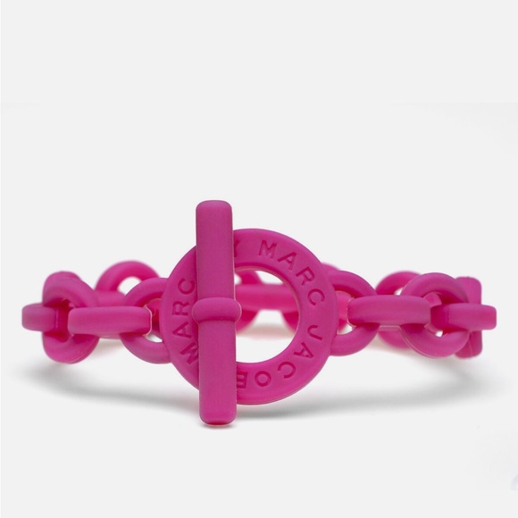 Marc By Marc Jacobs Jewelry - Marc By Marc Jacobs Pop Pink Turnlock Rubber Stretch Bracelet NWT